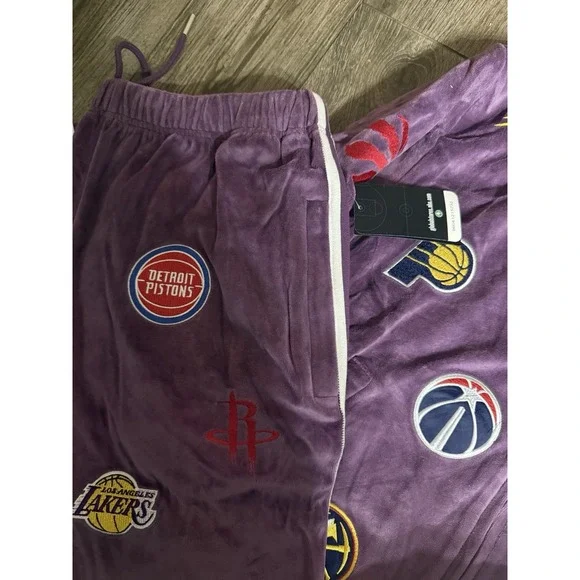 NWT Kids Super Sport NBA Purple Velvet Jacket And Pants with Patches Size Large Shirts & Tops